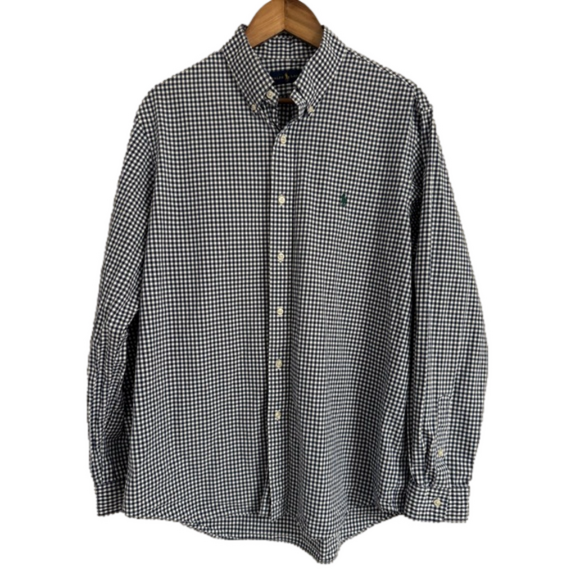 Ralph Lauren Men’s XL Navy Blue & White Check Long Sleeve Button Down Shirt - Picture 1 of 6